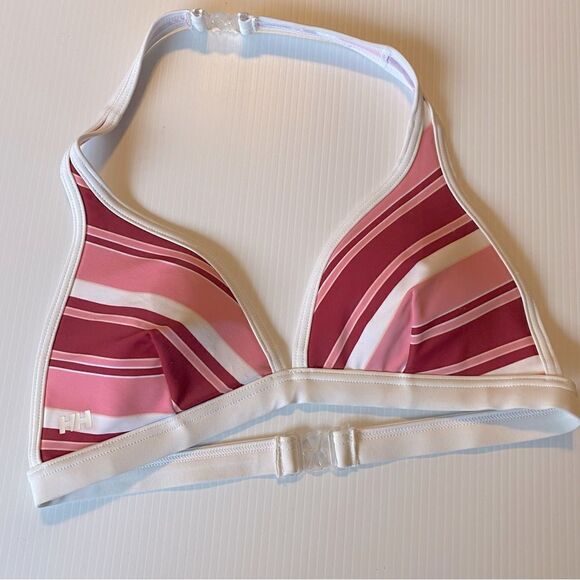 Helly Hansen Swim bathing suit bikini triangle bra top padded striped pink -S - Picture 1 of 7